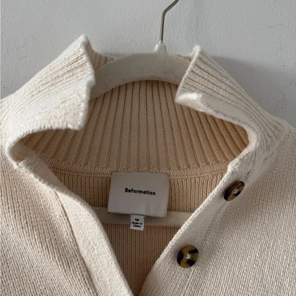 REFORMATION Brooklyn Cotton Polo Sweater M - Picture 3 of 6